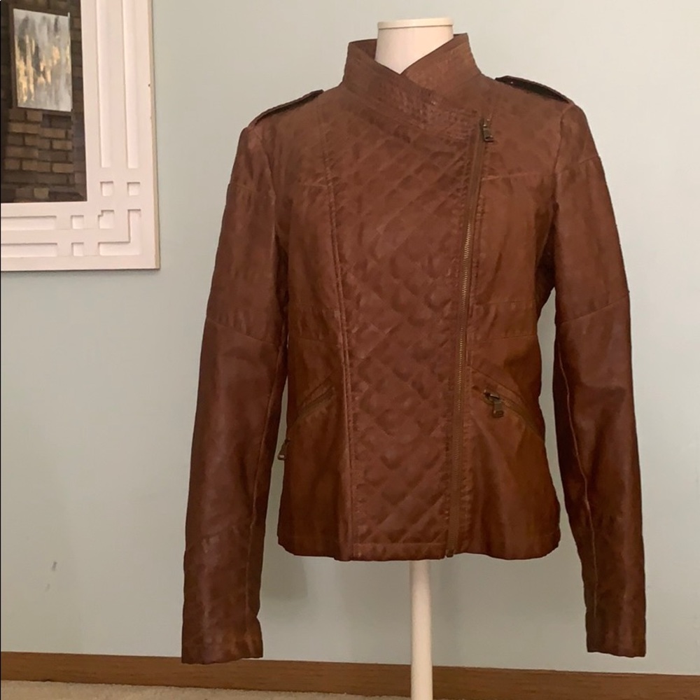 Guess Los Angelos Pleather Brown Jacket